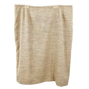 KASPER BEIGE METALLIC GOLD THREAD SUIT LINED PENCIL SKIRT - 14P